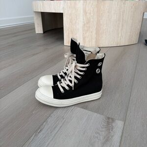 Ramones Hi-Top Sneakers in Black Canvas DRKSHDW BY RICK OWENS